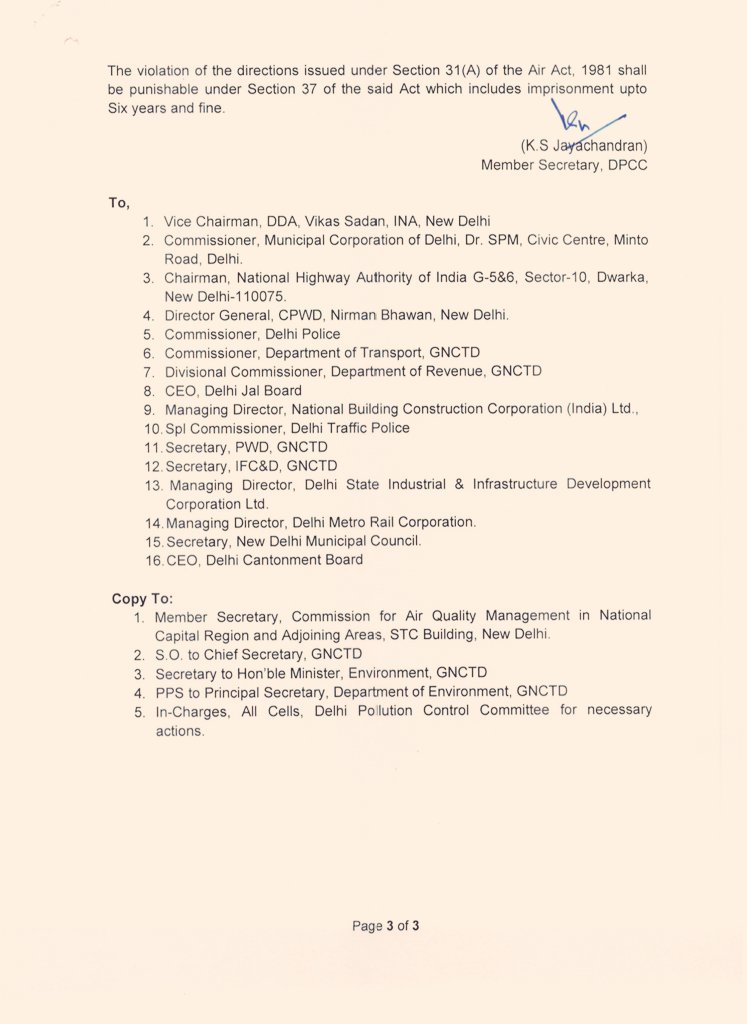 Update:
Ban on plying of #Delhi registered diesel operated MGVs, HGVs &amp; LMVs, Closing down of industries &amp; ban on C&amp;D activities in linear projects &amp; entry of trucks traffic into Delhi, with immediate effect u/s 31 (A) of Air (Prevention &amp; Control of Pollution) Act, 1981.