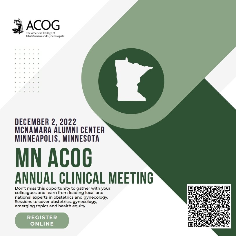 MNACOG's tweet image. Join MN ACOG on 12/2 for the annual clinical meeting. OBGYN updates, emerging topics &amp;amp; health equity panel. #obgyntwitter #obgyn #AbortionIsHealthcare
Register here:
eventbrite.com/e/minnesota-ac…