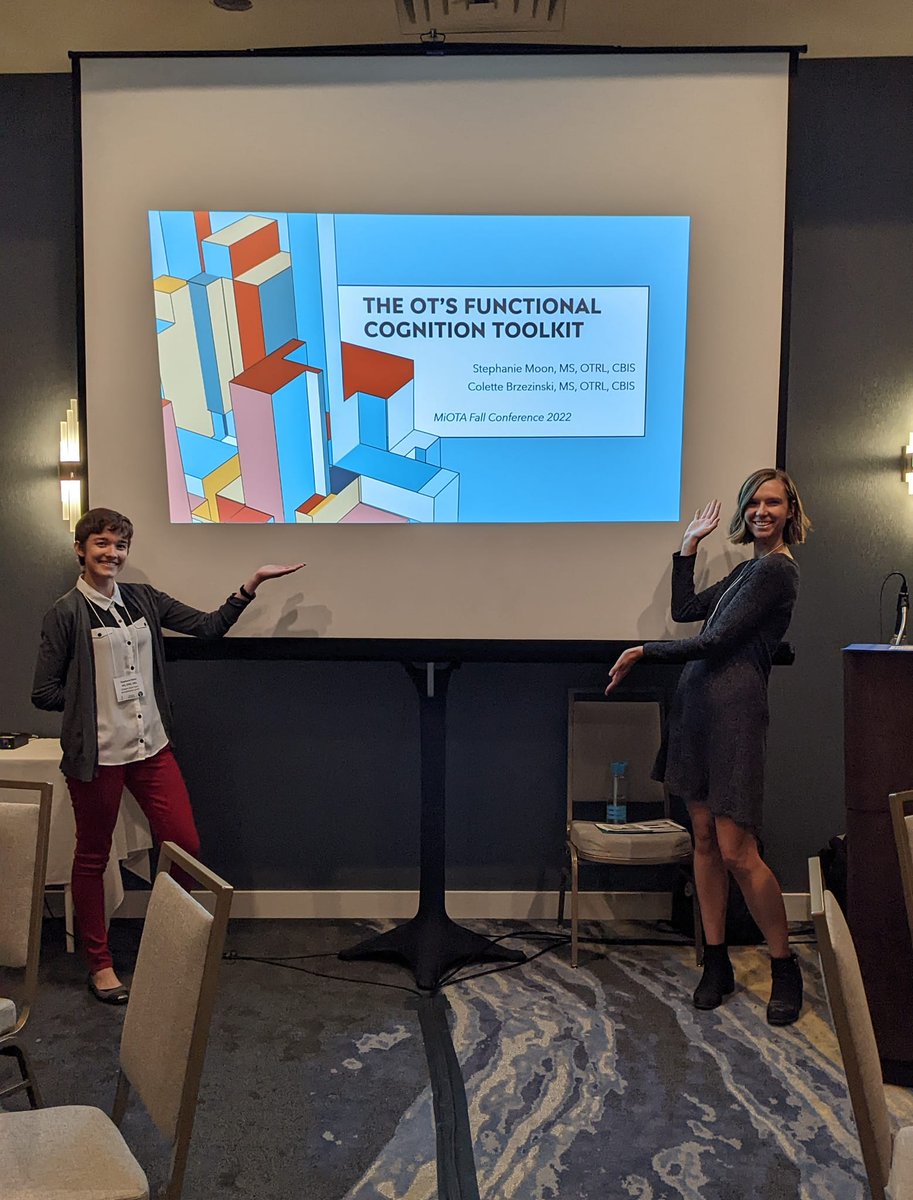 OrigamiRehab's tweet photo. Stephanie and Colette, two of our talented occupational therapists, recently gave a presentation called "The OT's Functional Cognition Toolkit" at the MiOTA Fall Conference. We are grateful to have them both on #TeamOrigami! #OccupationalTherapy https://t.co/cE4vnl8tNQ