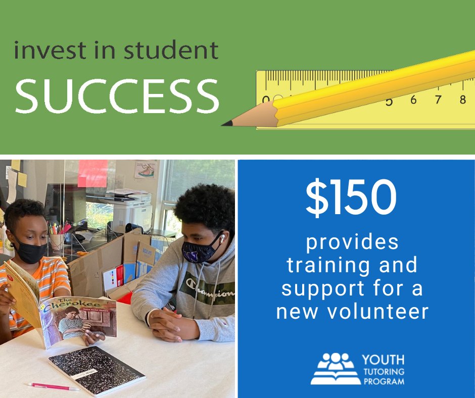 YTPSeattle's tweet photo. It is incredibly important for YTP scholars to have the best support from our volunteer tutors. Your donation can help us provide training for new volunteers! #InvestinStudentSuccess #YTPSeattle https://t.co/B6zIuJT1lO