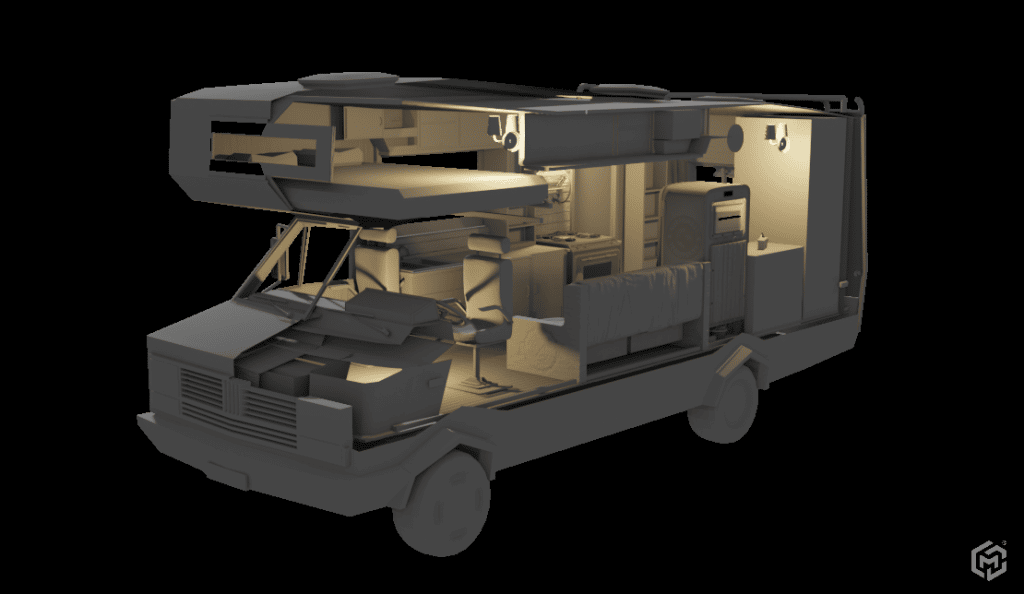 TeamMLCStudio's tweet photo. Remember the last time you saw the RV from @NoMansNorth? 
Here's an RV update and we'll be revealing more on both the RV and No Man's North very soon 👀 

It's amazing what you can fit into a small space, and almost makes us consider trying out van life for a bit  💭 

#GameDev https://t.co/XxSmynVE6i