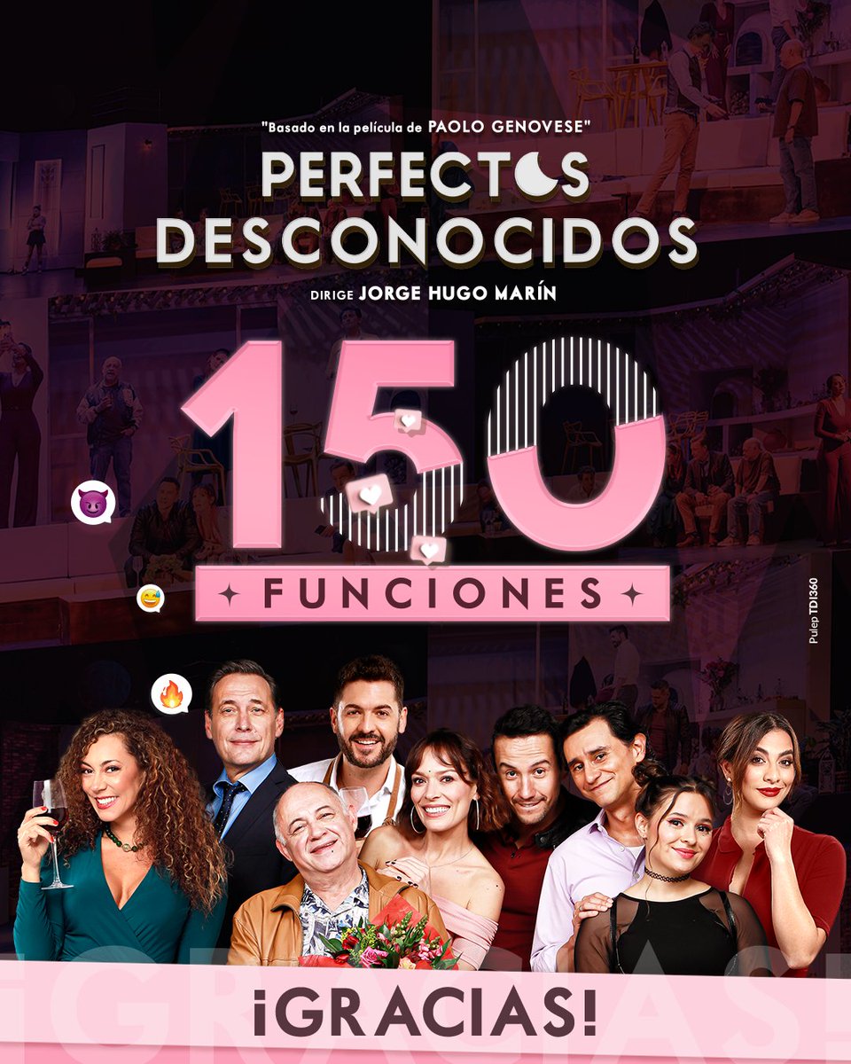 fteatronacional's tweet photo. 🥳🎉¡HOY CUMPLIMOS 150 FUNCIONES! Esta noche en #PerfectosDesconocidos 👀 celebramos nuestra función #150 😃 de la temporada...

Y no podemos estar más felices pues han sido muchas noches de risas y aplausos 🤩 ¡GRACIAS! https://t.co/XIa0JiY6mz