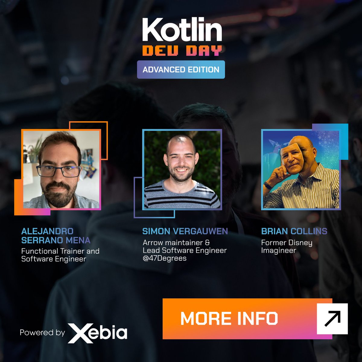 DayKotlin's tweet image. Kotlin Dev Day is just around the corner and we're excited to announce one of our Keynote speakers Brian Collins, Simon Vergauwen, and Alejandro Serrano Mena with their interest talks. Hurry up, there are less than 100 tickets left. Get your tickets> kotlindevday.com