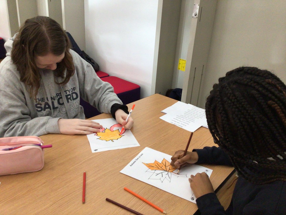Rumworth's tweet photo. Great first day back and the first of two fantastic Autumnal themed days after the half term break. A range of activities including poetry, artwork, mindfulness colouring, find the pumpkin, time around the camp fire and toffee apples!
#wearerumworthschool
#todayatrumworth
#autumn https://t.co/ERejdg0OMG