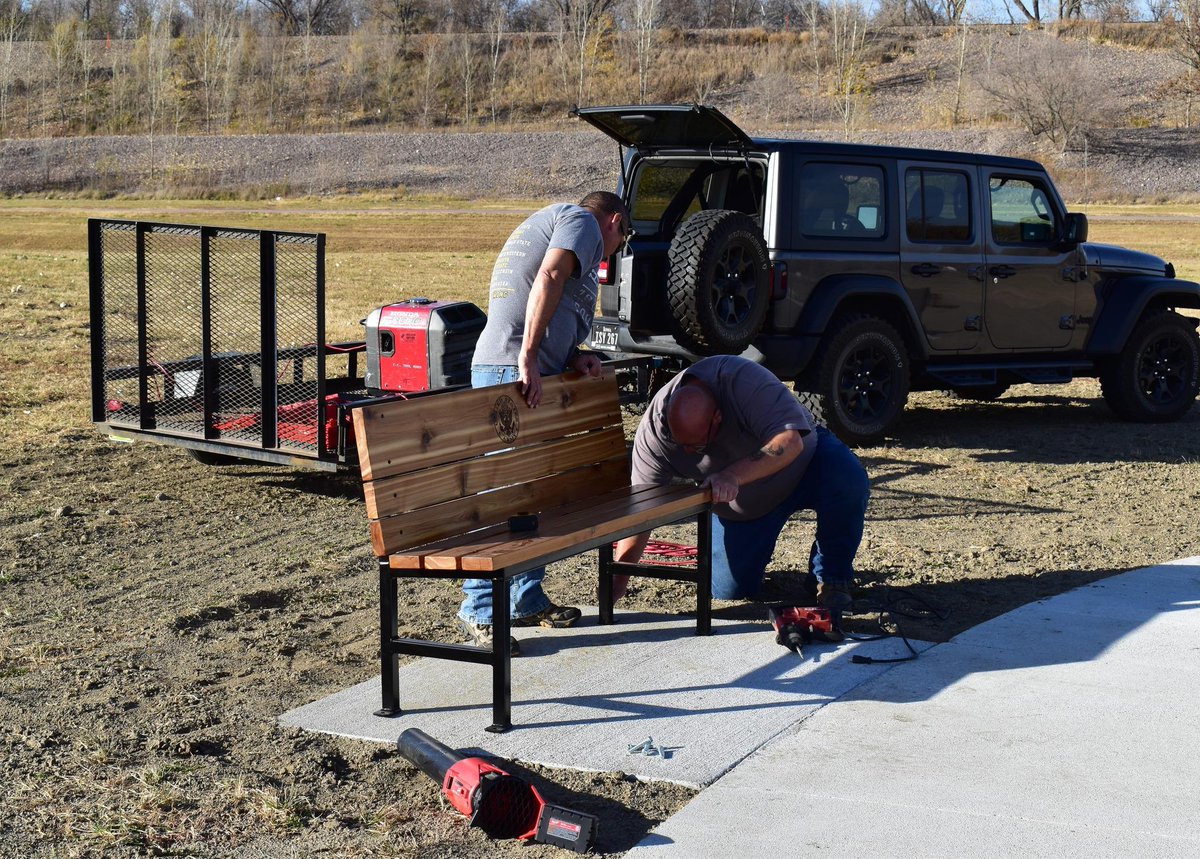 New benches around #FreedomRock ! Thanks to #Mrhd for the grant money to do this!