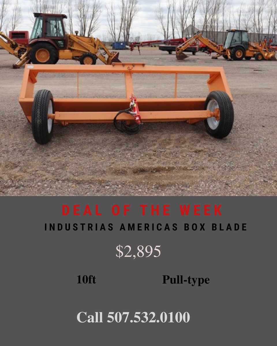 KestelootI's tweet photo. Deal of the Week:
10ft Industrias Americas pull-type box blade.
$2,895
Call today! 507.532.0100 https://t.co/X10ie6HAUn