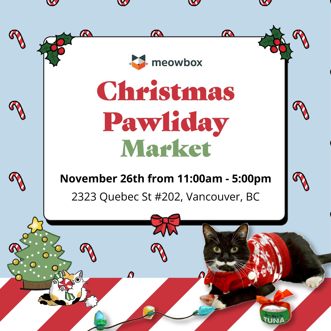 meowbox (@meowbox) on Twitter photo On Nov 26th, get into the festive spirit with local vendors, cozy beverages, adoptable kittens, and lots of pawliday cheer. 🎅🏻🎄Admission is FREE and 100% of your donation to access the adoptable kitten area will benefit <a href="/lapsbc/">Langley Animal Protection Society</a>.
Get your free ticket: meow.to/mAiiSd On Nov 26th, get into the festive spirit with local vendors, cozy beverages, adoptable kittens, and lots of pawliday cheer. 🎅🏻🎄Admission is FREE and 100% of your donation to access the adoptable kitten area will benefit <a href="/lapsbc/">Langley Animal Protection Society</a>.
Get your free ticket: meow.to/mAiiSd