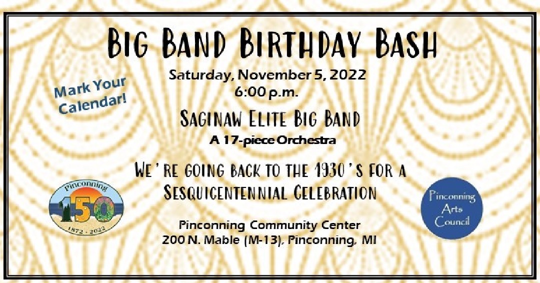 Pinconning_MI's tweet photo. Coming up!

#pinconning #pincnningmi #sesquicentennial #celebrate #birthdaybash 
#bigband #saginawellitebigband https://t.co/sXNhuprF6g