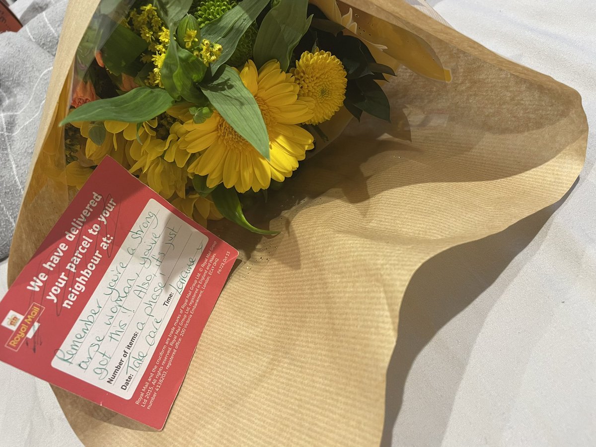 Amongst all the strikes, my post woman deserves so much recognition and more! She saw I was struggling with my baby when I answered the door to a parcel, she came back an hour later with flowers. There is so much good in this world!  <a href="/RoyalMail/">Royal Mail</a> <a href="/RoyalMailHelp/">Online customer service</a> <a href="/RoyalMailStamps/">Royal Mail Stamps</a>