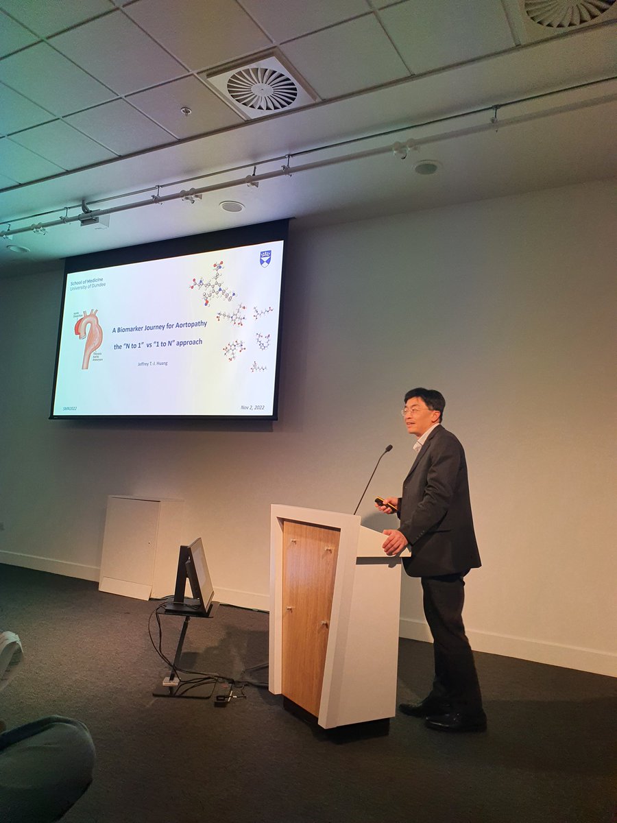 ScotMetNet's tweet photo. Jeffrey Huang took us through a biomarker journey of aortophathy. #SMN2022 #ScotMetNet https://t.co/aJuGL3Z7d8
