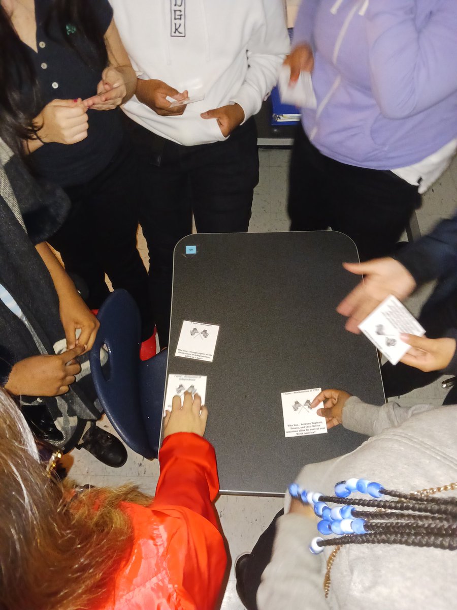 LMartinezSS's tweet photo. Unit 2 Review with @RexStem scholars. Ss are playing I Have... Who Has... with the people and events from the American Revolution using @s3strategies @ccpssocial @CCPSProfLearn #activeandengaged #itswhatwedo https://t.co/dfuzcETI7D