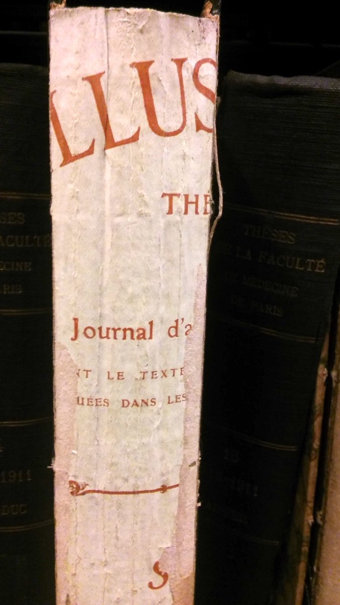 jpsa's tweet photo. Plz retweet: Susan Jones just showed me these wonderful depression-era (1920s) Parisian broadsides and newsletters in the bindings of these theses. Someone NEEDS this evidence! Email her if it's you: https://t.co/ias9Ix1k0F @UNCLibrary https://t.co/TkzRtBNenM