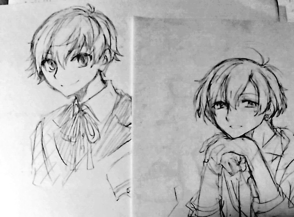 しゅーくんは制服のせいかほりかーくんのサイズ感で描いちゃうけど、身長は国広の方が近いんだよな……。あと制服とカラーリングでP3を思い出してしまう。 