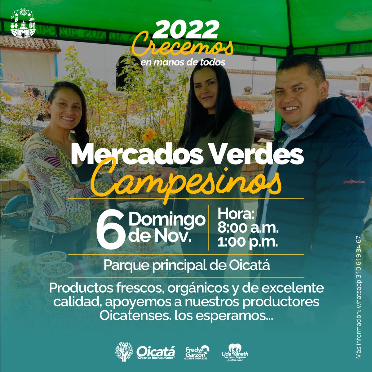 🍓🥬🥦🫑 Alista el #Canasto  🧺🧺  porque tendremos #MercadoVerdeCampesino este Domingo 6 de Noviembre en #Oicatá 🍓🍓🍓 continuamos trabajando para apoyar a nuestros héroes del campo 🥬🥦  Los esperamos para que lleven a casa deliciosos productos 🍓🥒🍏 del campo a la mesa.