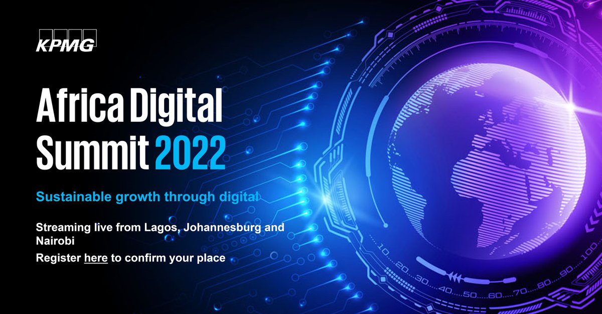 We are hosting the much-anticipated KPMG Africa Digital Summit, themed “Sustainable Growth through Digital” on 30 November 2022. This Summit is designed to showcase global digital trends that industry leaders can leverage to accelerate the digital transformation agenda.