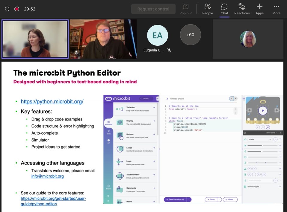 abfromz's tweet image. Life long learning with Micro:bit Educational Foundation
@microbit_edu An introduction to teaching text-based coding with the new micro:bit Python Editor for the participants of the #codeweek #codeweekbootcamp #MOOC @eugenia_eun @tommaso_eun @CodeWeekEU #python #microbit