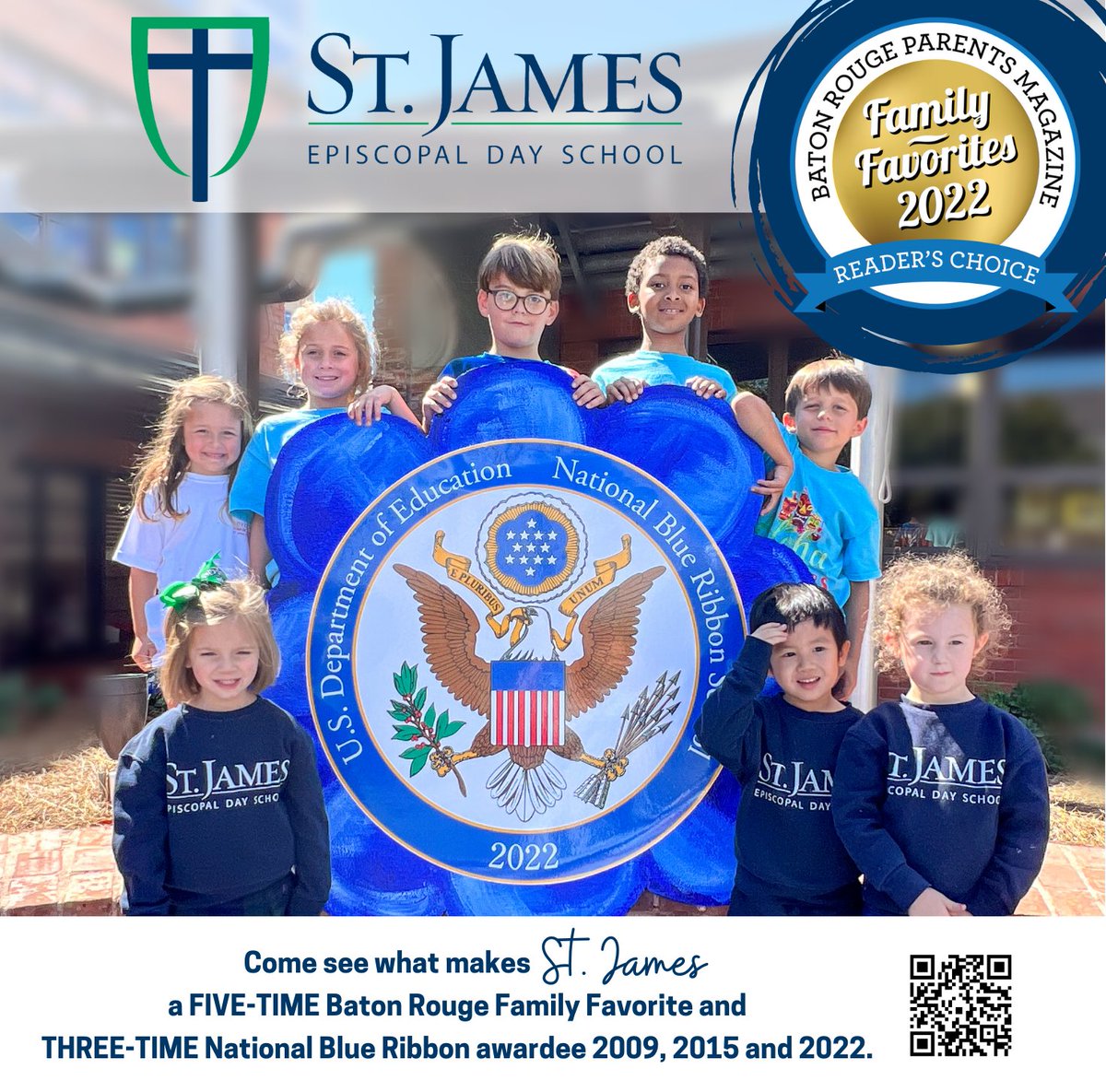 StJamesPelicans's tweet photo. 🎉Thank you Baton Rouge for once again voting St. James a Baton Rouge Parents Family Favorite!🎉
💙💚Come see "The St. James Experience" for yourself!💚💙
Schedule a campus tour today!
https://t.co/UXEIPeL63x
#WeAreStJames #LoveLearnLead https://t.co/u4IIz3VHIb