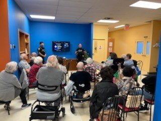 wpsSean's tweet photo. @WindsorPolice are talking to seniors at @LAFWindsor about senior safety and current fraud scams targeting seniors https://t.co/FreBFokJSM