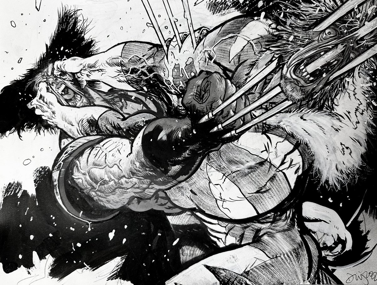 danielwarrenart's tweet photo. Wolverine versus Sabertooth commission! https://t.co/bhKm0ct0pc