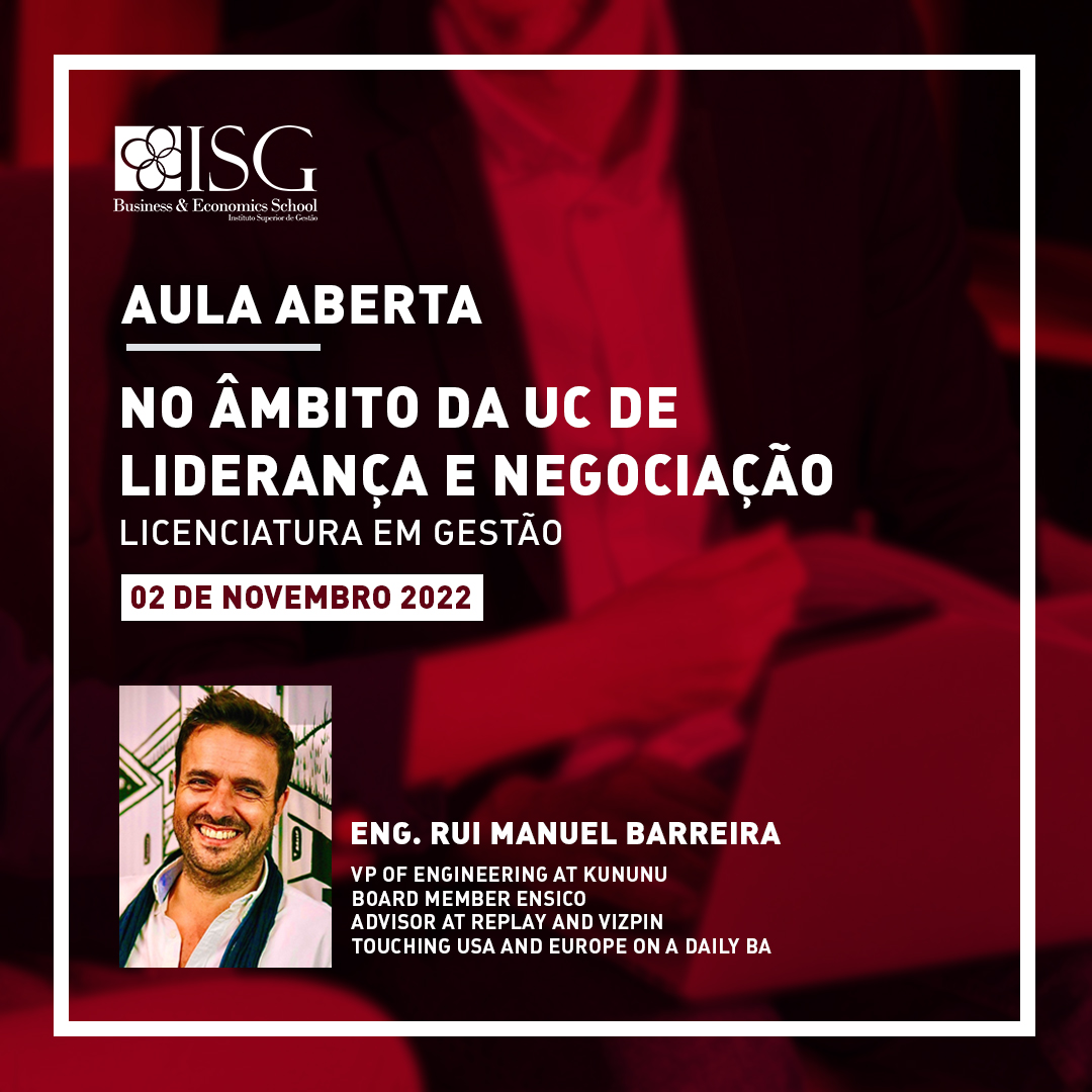 InstSupGest's tweet photo. O ISG promoveu, na passada quarta-feira, dia 02 de novembro, uma Aula Aberta aos estudantes do 2º ano da Licenciatura em Gestão, ministrada pelo Eng. Rui Manuel Barreira, VP of Engineering na Kununu.

A sessão realizou-se no âmbito da Unidade Curricular de Liderança e Negociação. https://t.co/WZewS4q2AA