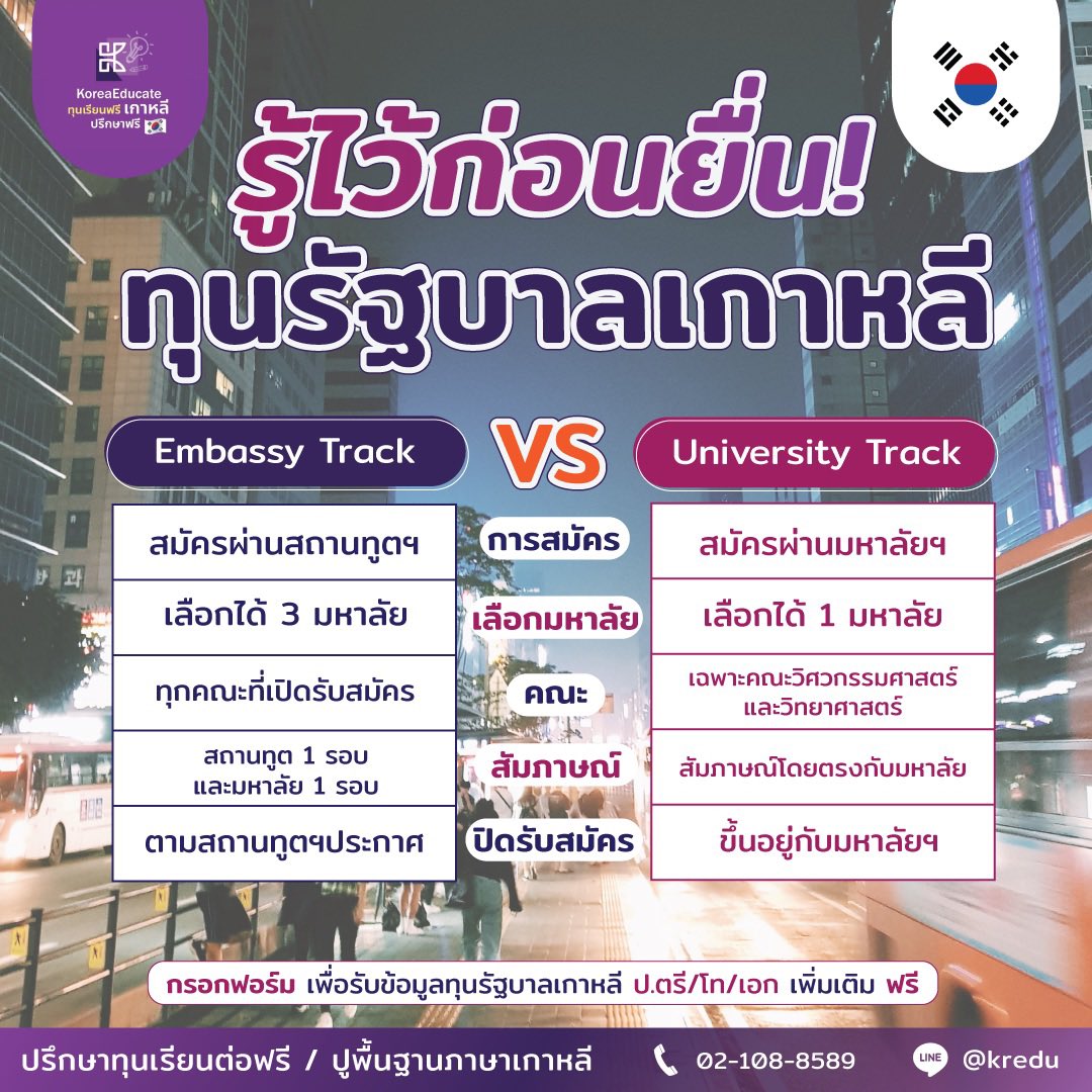 KoreaEducate's tweet photo. รู้ไว้ก่อนยื่น #ทุนรัฐบาลเกาหลี 
2 Track แตกต่างกันยังไง?
☑️ โพสน���้มีคำตอบ!

ข้อมูลทุนเพิ่มเติม >  https://t.co/CCTKtpMfk7

#ทุนเรียนต่อเกาหลี #ทุนเรียนต่อเกาหลีใต้ #ทุนเกาหลี2022 #ทุนเกาหลี2023 #รีวิวเกาหลี #เรียนต่อเกาหลี https://t.co/qlOAfd7pCj
