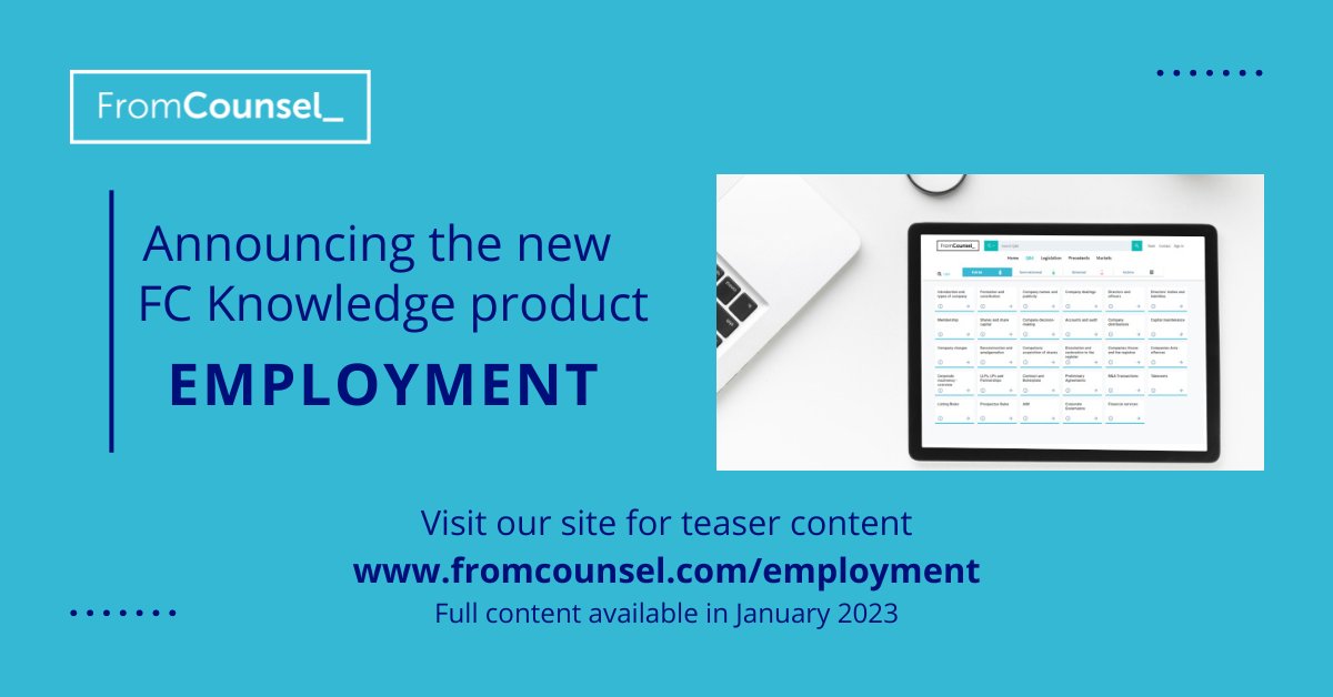 We are pleased to announce our new Employment Knowledge service! Partnering with leading @CloistersLaw barristers, we provide an in-depth analysis of employment law in a Q&A format, integrated legislation and daily news. Visit fromcounsel.com/employment for a trial #employmentlaw