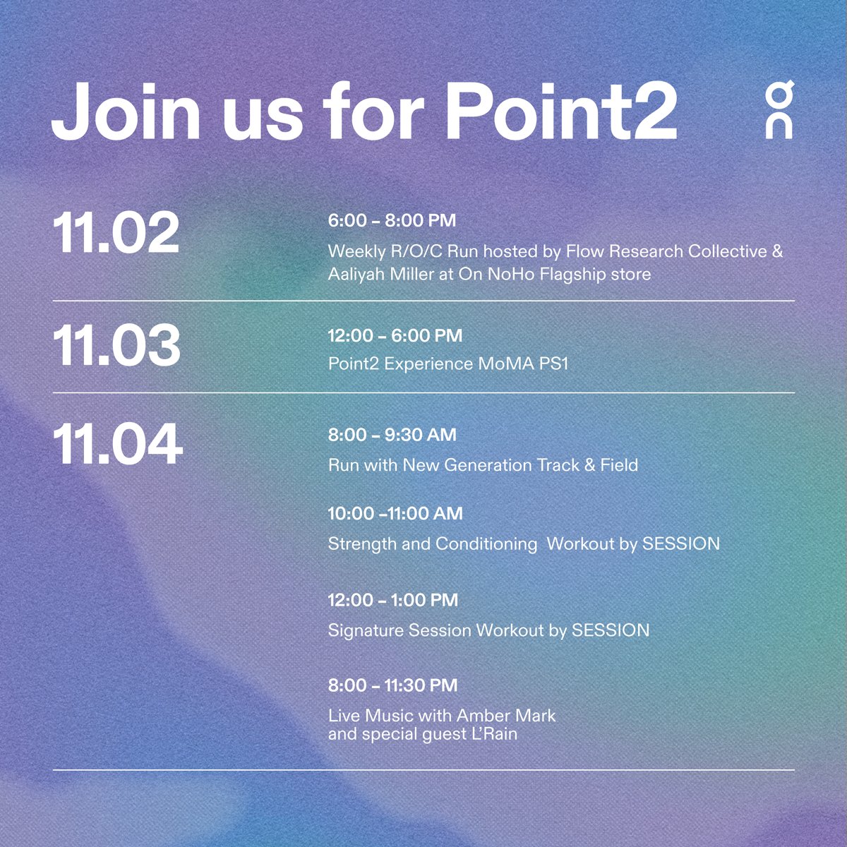 jdsportsus's tweet image. @on_running #Point2 is back! 

Point2 invites you to explore this magical mindset as we celebrate this year's NYC marathon with special events at MoMA PS1. Events are going down today and all weekend long. 🏃‍♂️

Learn more here: fal.cn/3tiOX