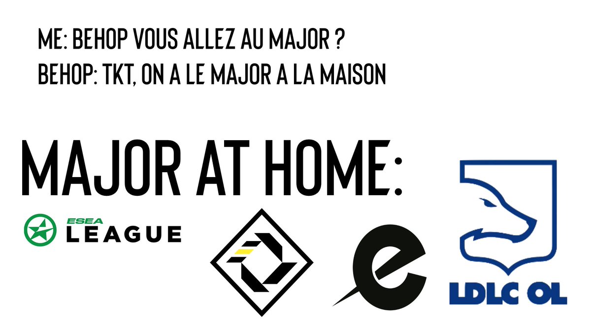 BeHopGG's tweet photo. OK y'as Major, mais ESEA tu connais ?
🕰️18H
⚔️ @LDLC_OL vs #MLRS
🕰️19H
⚔️ @TheDiceFR vs #REDraGEN
🕰️20H
⚔️@Exalty_FR vs @Sorby_Esport
OUAIS OUAIS OUAIS !
🔴https://t.co/NTDR6NFrYc https://t.co/sPTp4DbQzx