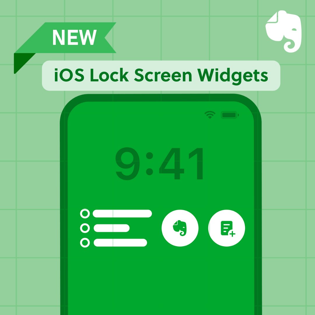 evernote's tweet photo. Evernote Lock Screen Widgets for iOS 16 🎉 Capturing and accessing information has never been quicker! See upcoming tasks or a recent note, right from your lock screen and get where you’re going in one click thanks to five new button widgets.

Learn more: https://t.co/PBEAzBRv3D https://t.co/jE7EdWQplm