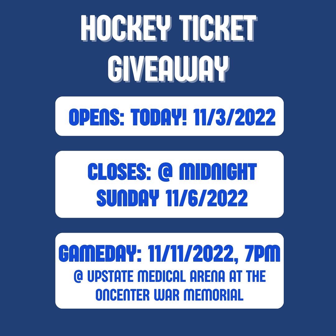 SU_GSO's tweet photo. HOCKEY TICKET GIVEAWAY TIME: 

GSO is giving away tickets to the Syracuse Crunch game on November 11th! Follow the steps on the last picture for your chance to get tickets. If you have any questions, dm us!

Giveaway closes on midnight Sunday Nov. 6! https://t.co/H5AH9aVKxu