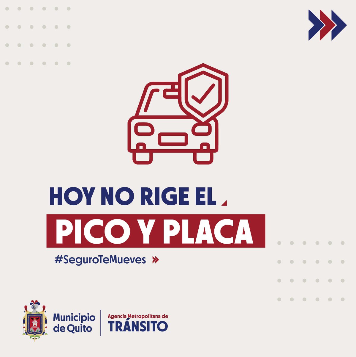 #BuenosDías 🌤️ ¡ℝ𝕖𝕔𝕦𝕖𝕣𝕕𝕒! 💬 Los 𝗳𝗶𝗻𝗲𝘀 𝗱𝗲 𝘀𝗲𝗺𝗮𝗻𝗮 𝘆 𝗳𝗲𝗿𝗶𝗮𝗱𝗼𝘀, 𝐍𝐎 𝐑𝐈𝐆𝐄 la restricción vehicular en Quito. 🚕 🚛 🚙 🚗 De acuerdo a la medida #𝗣𝗶𝗰𝗼𝗬𝗣𝗹𝗮𝗰𝗮𝗨𝗜𝗢 🚘