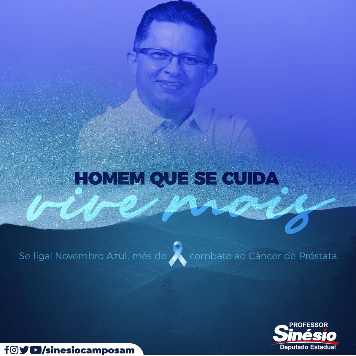 Novembro é o mês de conscientização da necessidade da prevenção e diagnóstico do câncer de próstata. 
Se você é homem, tem 40 anos ou mais, visite o seu médico.

Homem que se ama, se cuida. 💙

#sinesiocampos #deputadoestadual #novembro #novembroazul #porvoce