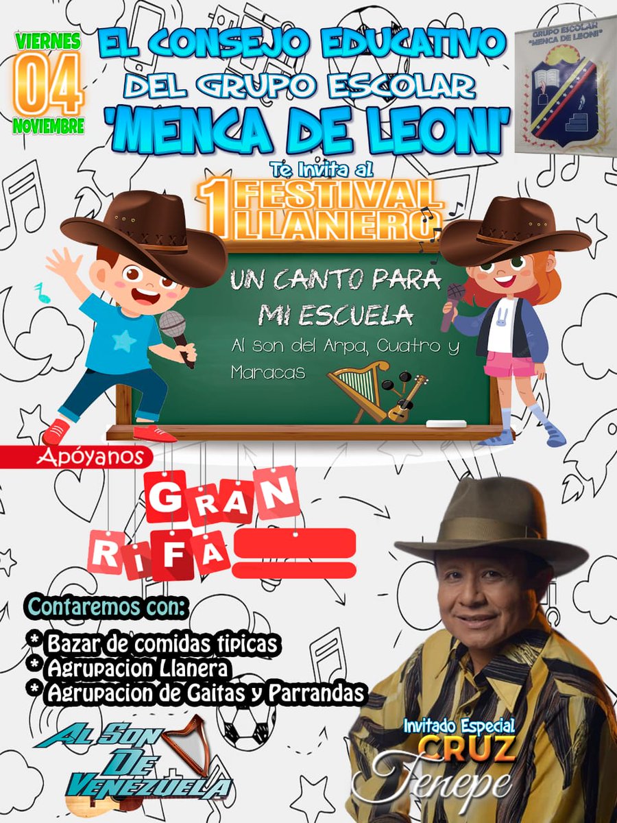 elizabdor1's tweet photo. #UnCantoParaMiEscuela Amigos(as) de la @comuna27FyT te invitamos mañana #04DeOct a este evento que se realizara #MencaI desde la 8:00 am a disfrutar de diversas actividades, no te lo pierdas, participa‼️#TrabajoConjuntoYSeguro https://t.co/hCxrRQokgL