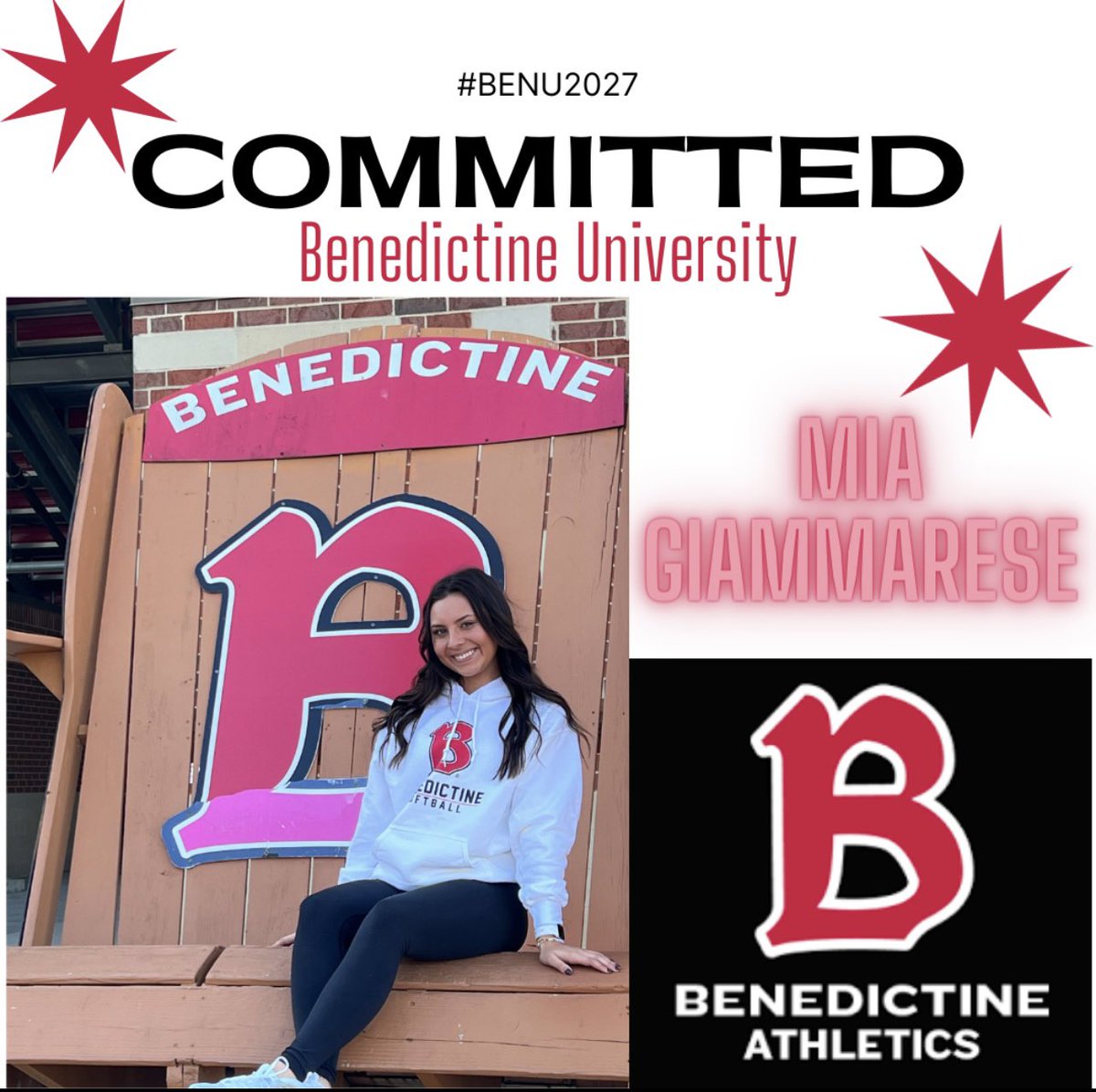 GiammareseMia's tweet photo. Such a huge honor to be announcing my commitment to Benedictine University to further my athletic and academic career! This couldn’t be possible without all of my support!❤️  @BenUSoftball @LPLancersSB @18uCheetahsMA @ILSluggers18u https://t.co/wykX5pIU4r