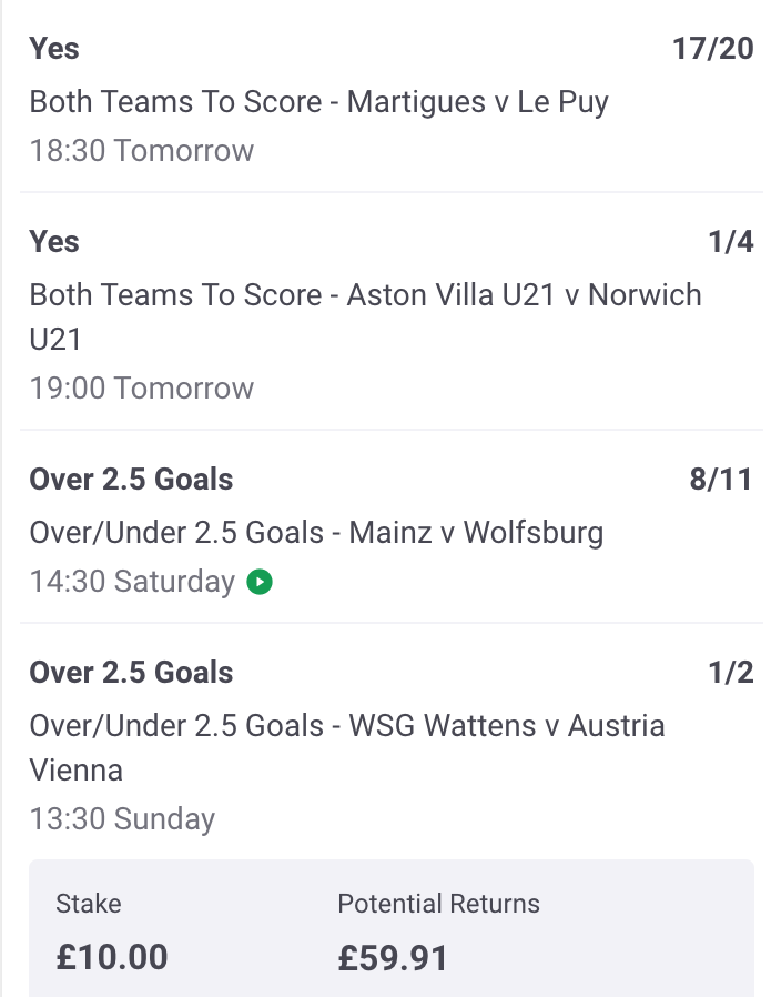 backthisacca's tweet image. 3-day 4-fold.
One you can follow over the weekend. 

All 100% in their respective categories - BTTS &amp;amp; 02.5

18+, gamble responsibly.