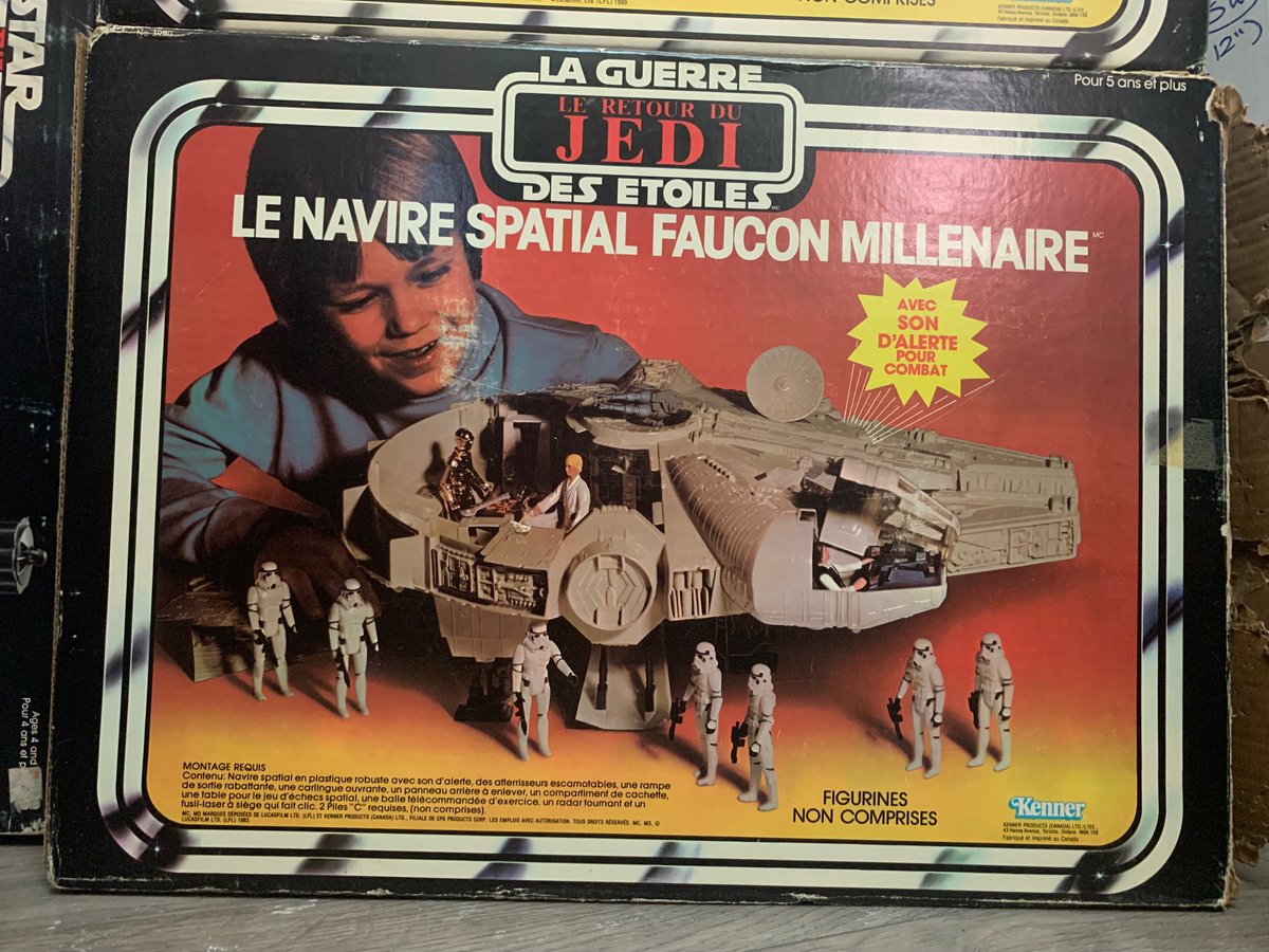 HeroesToys's tweet photo. My Kenner Millenium Falcon or Faucon Millenaire collection. The SW box is US and my ESB and ROTJ of of the Canadian flavour EH! #VintageStarWars #Kenner #CollectThemAll #CanadianStarWars #MilleniumFalcon https://t.co/kAmvUmFGQ7