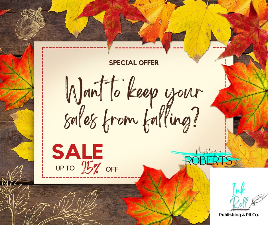 InkRollPub's tweet photo. Contact us for a personalized marketing plan end this year strong and start 2023 off right! 
#marketing #publicrelations #prservices #sale #sales #creative #professionals #bookish #serviceprovider #art #music #thanksgiving #november #fall #autumn #nanowrimo #blackfriday https://t.co/bSnqDsNPXq