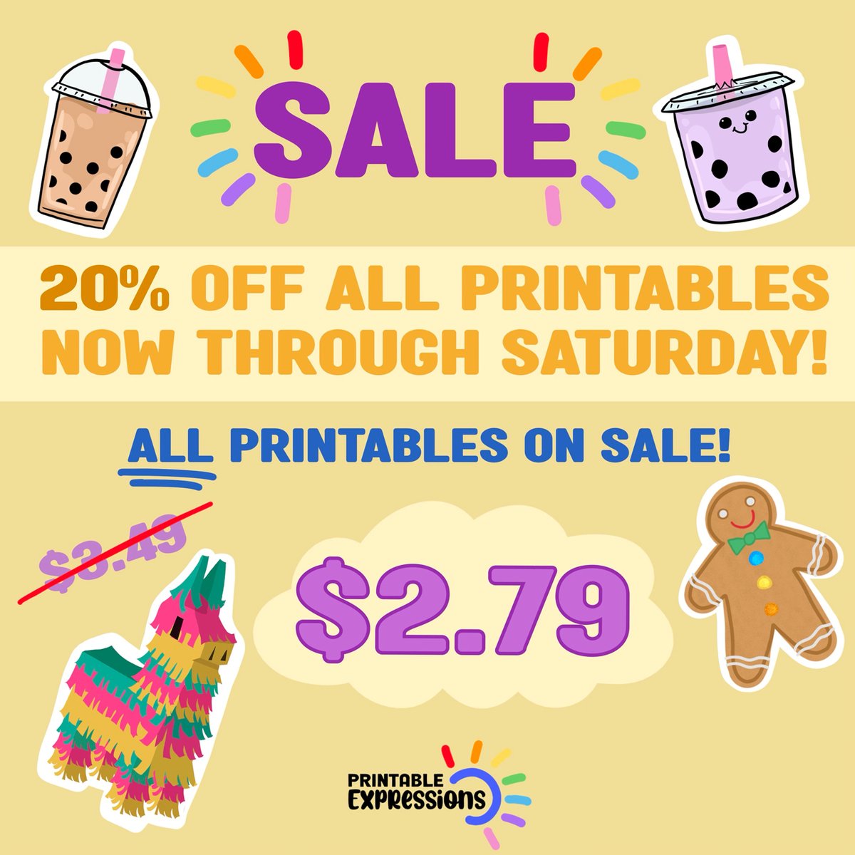 PrintableExp's tweet image. Now through Saturday, we're having a sale! All printables are 20% off. Swing by the website at printableexpressions.net to see them all!