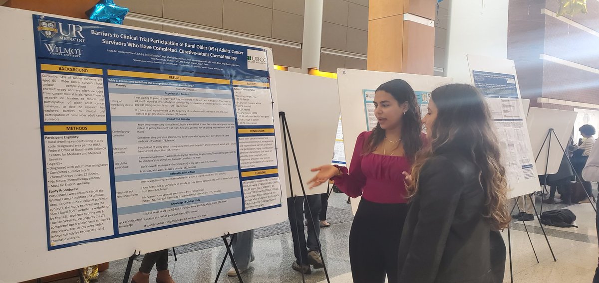 EmREACh Student Laura Hincapie presents her research on Barriers to clinical trial participation for Older adult Cancer survivors who live in rural settings @EvelynAranaDrPH