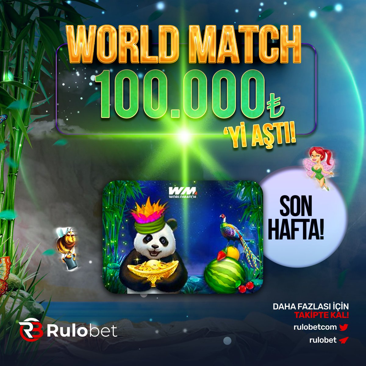 #Slot #worldmatch #JackPod 100.000₺ Aştı ! ! 💰Günlük 500.000 TL Çekim İmkanı! ♻️ Oynadıkça kazanma fırsatları ve çok daha fazlası için #Rulobet 🔸%25 Slot & Casino Kayıp Bonusu ! 💫 rulobet81.com💫 #Slot #Spor #jackpod #Turnuva #Güvenilirbahissitesi