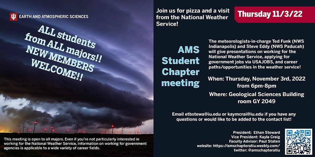 amschapteratiu's tweet photo. It’s a meeting day! Join us at 6pm in GY 2049 for a special meeting with @NWS meteorologists! https://t.co/C6XjETm9ZK