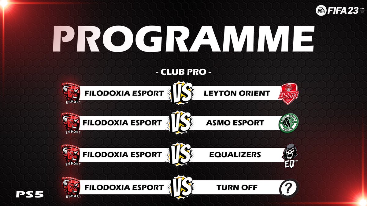 🔴 GAMEDAY ⚫️

Dernière soirée de la semaine avec d’importantes échéances en <a href="/VPGEurope/">Virtual Pro Gaming | Europe</a>, <a href="/belgique_vpg/">VPG BELGIQUE 🇧🇪</a> et <a href="/VPGFrance_/">VPG France</a> qui attendent nos joueurs… vont-ils remonter la pente après ces multiples désillusions ?

Bon match à tous <a href="/LeytonOrientES/">Leyton Orient eSports</a> #ASMOesport <a href="/The__Equalizers/">Equalizers</a> #TurnOff