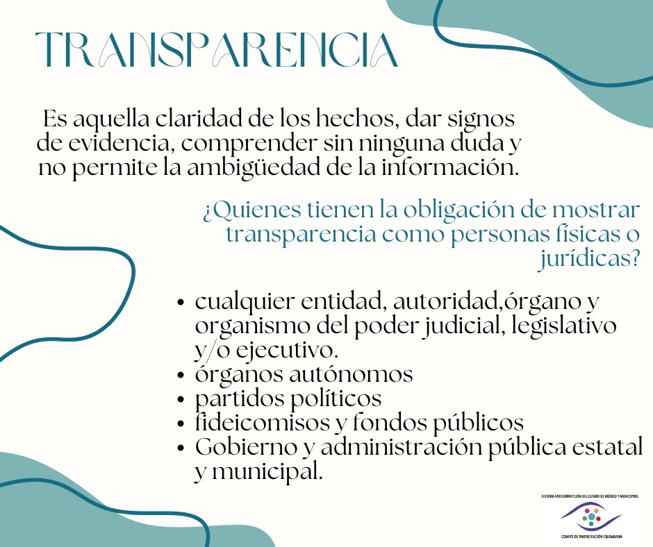 ¿Qué es la #transparencia? 
Medio importante para nuestra lucha contra la #Corrupción
#cpcedomex #Anticorrupción #honestidad