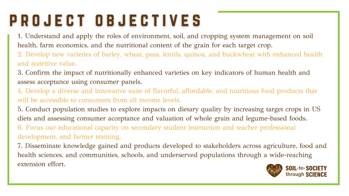 soiltosociety's tweet image. Our goal is to create more #nutritious, #affordable, and #accessible whole #grain-based #foods. Learn about how we are going to accomplish this.

#S2S #soiltosociety #usdanifa #sustainableagriculturalsystems #soilscience #healthandmedicine #affordablefood #localfood