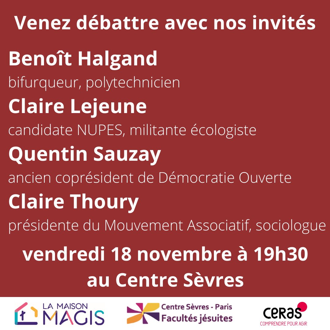 📣🏛✊ Les actions de désobéissance civiles par des militants écologistes se multiplient, les diplômés refusent d’intégrer les grandes entreprises, les partis politiques sont désertés par les jeunes : où s'engager ?
📝 centresevres.com/agenda/bifurqu… 
#écologie #politique #engagement