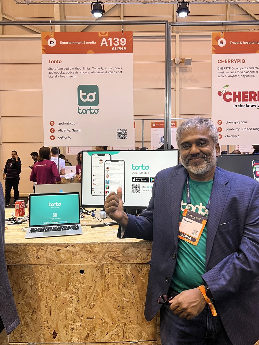 mannajustin's tweet photo. Great day at the #WebSummit2022 pitching my startup Tonto - https://t.co/MkxzNAXWFz with my awesome team https://t.co/fKjheRdMCh