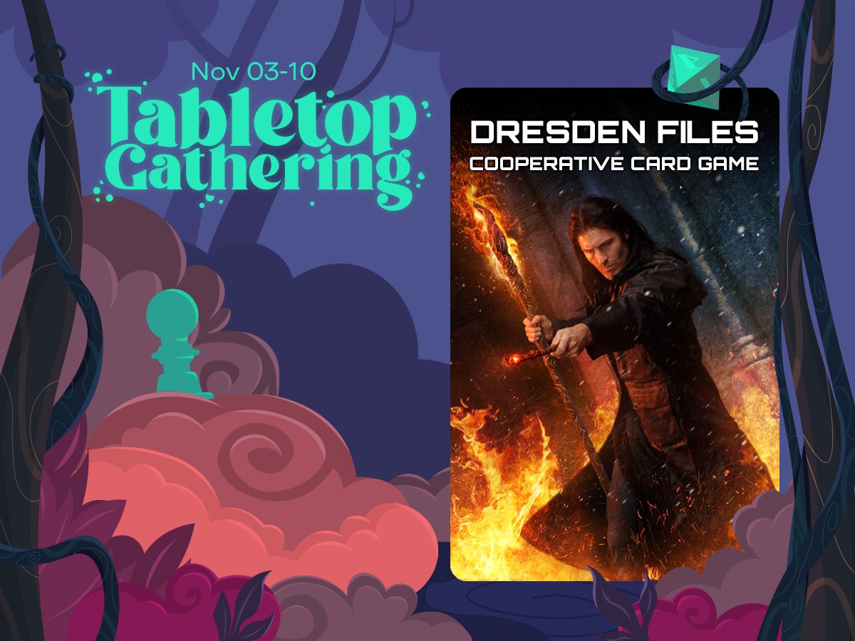 HiddenAchieve's tweet photo. Tabletop Gathering 2022 is happening now through Nov 10 on Steam, presented by @monstercouch, with hundreds of digital board games and demos!

The Dresden Files Cooperative Card Game is now on sale as part of the festival!

https://t.co/BKH6HLCHWo

#TabletopGathering2022 https://t.co/7Qnc3LYHyG