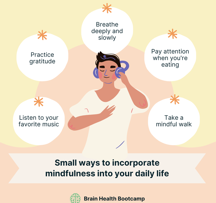 Incorporating mindfulness into your life doesn't have to be difficult or strenuous. Taking these small steps every day can help decrease anxiety and stress– helping you live a more balanced and satisfied life.