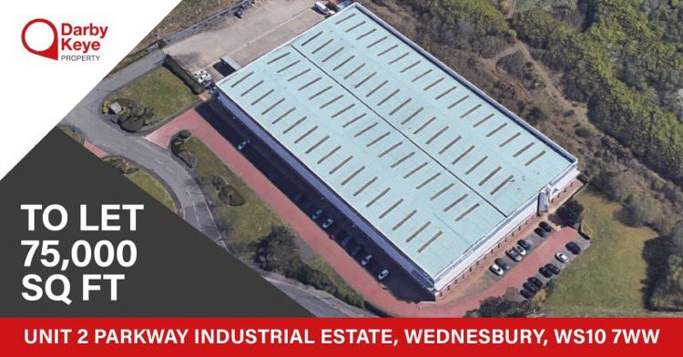 TO LET: 75,000 SQ FT Unit 1 Parkway Industrial Estate, Wednesbury, WS10 7WW, a modern. self-contained industrial warehouse / distribution unit, available by way of sub lease, assignment or new lease.

For further information please contact our team on 0121 647 3541.