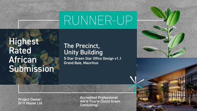Our congratulations to Noma (Solid Green), Alex Varghese (Solid Green), Khosi Mthethwa (Solid Green), Adrie Fourie (Solid Green)! Full house of awards at the Green Building Convention tonight!
#GBCSA2022 <a href="/GBCSA/">GBCSA</a>